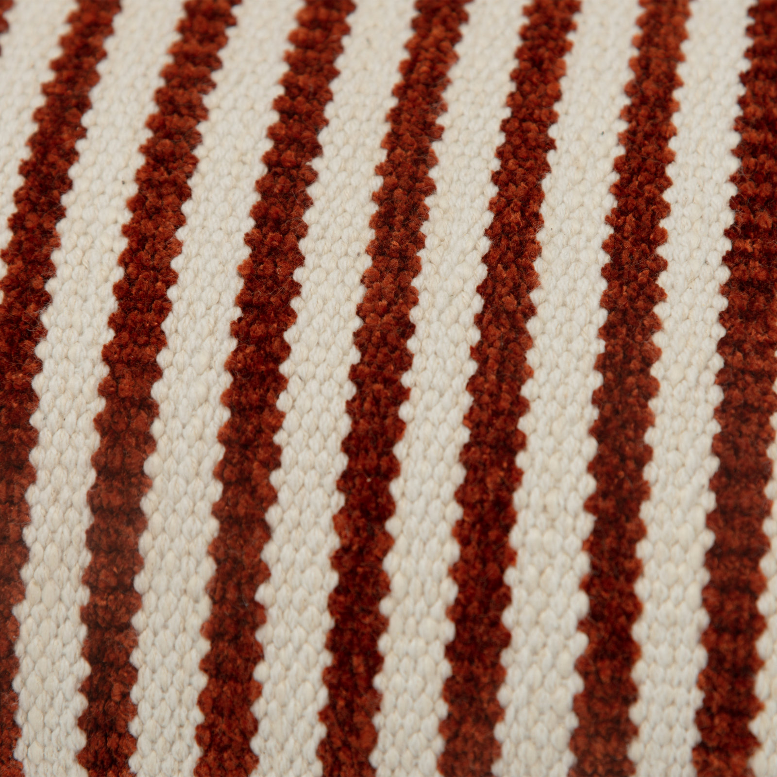 Carlus Striped Cotton Lumbar Throw Pillow, Natural/Terracotta