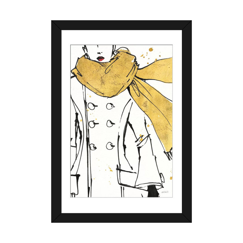 «Fashion Strokes III», reproduction d'art sur toile, H 32 po x l 24 po x P 1 po, Papier avec cadre noir, Blanc