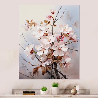 Fleur de pommier - Élégance monochromatique - Art mural en métal