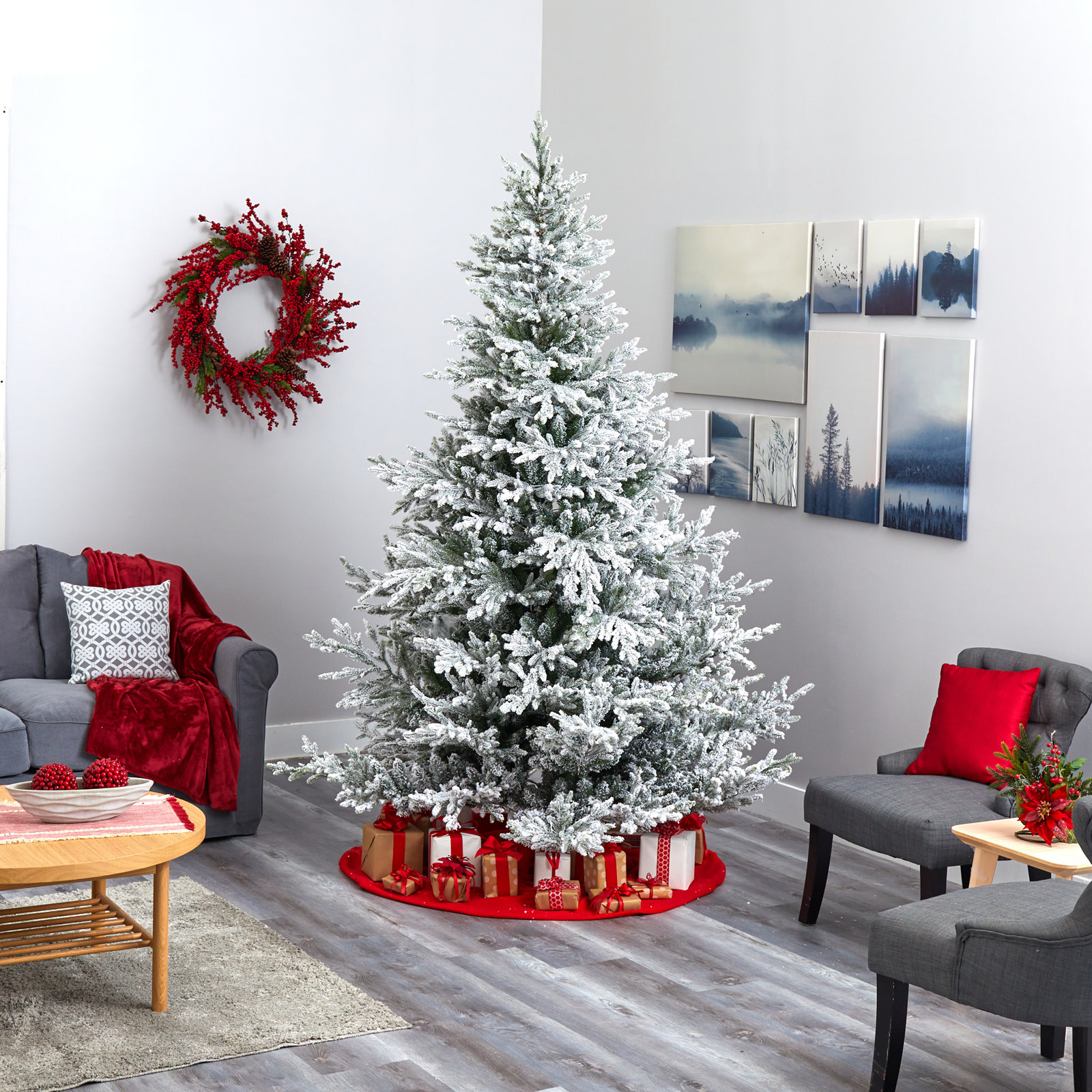 Lighted Artificial Christmas Tree, 8' H