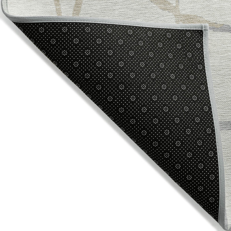 Ivory and Beige Flat Woven Synthetic Area Rug