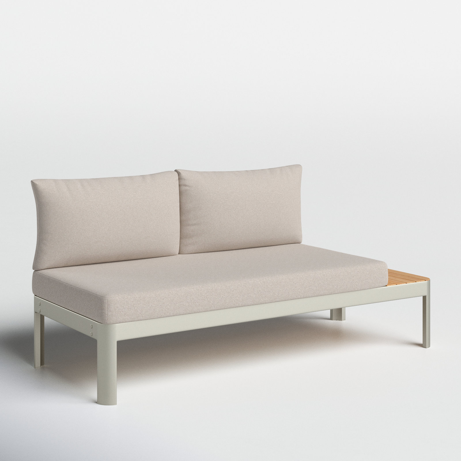 Brix 68" Teak Patio Loveseat, White Frame/Light Sand Cushion