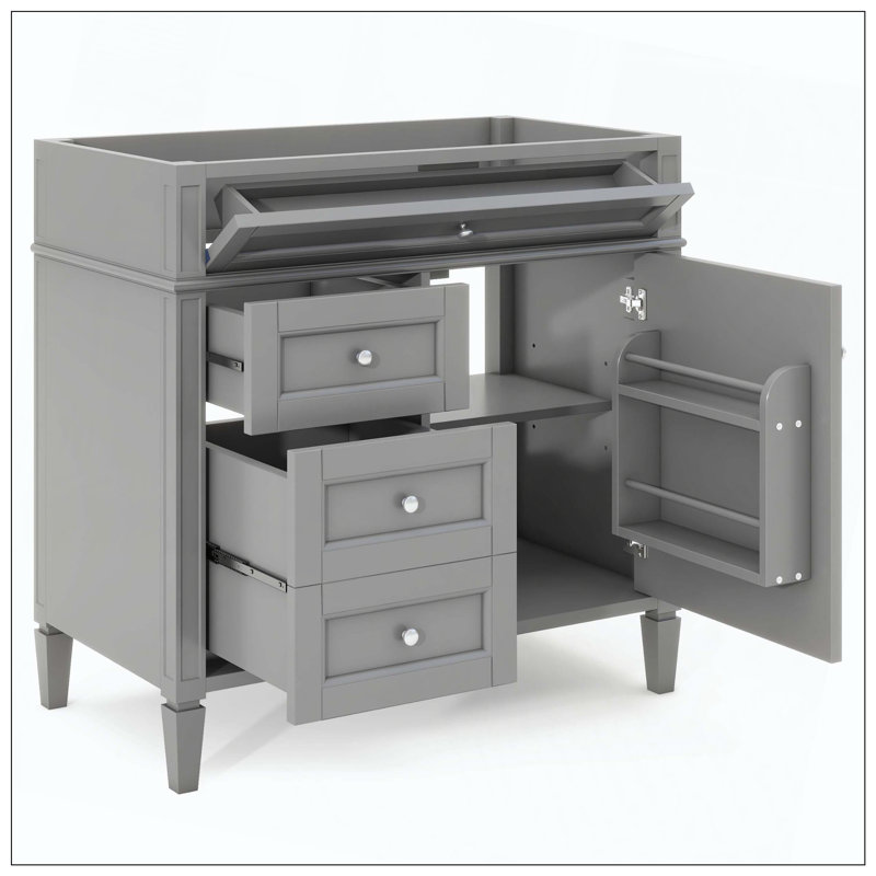Armoire de rangement 2 tiroirs Modern Modern, Gris, Nickel brossé