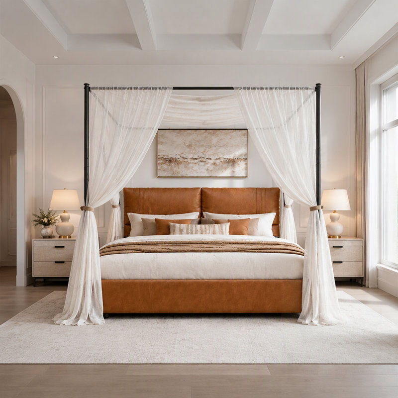 Upholstered Vegan Leather Bed