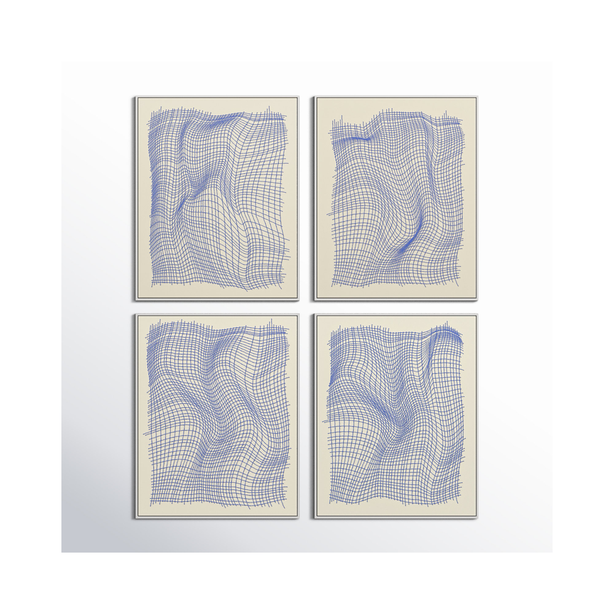Netting by Jacques Pilon, White Single Structure Framed Canvas, 50" H x 160" W x 1.25" D