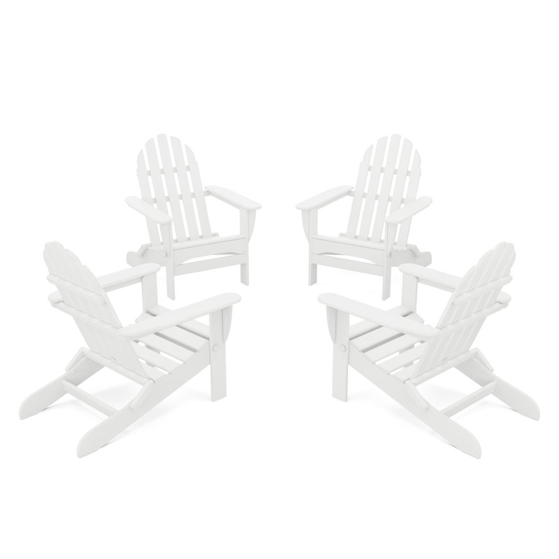 4-Piece Classic Folding Adirondack Conversation Set, White