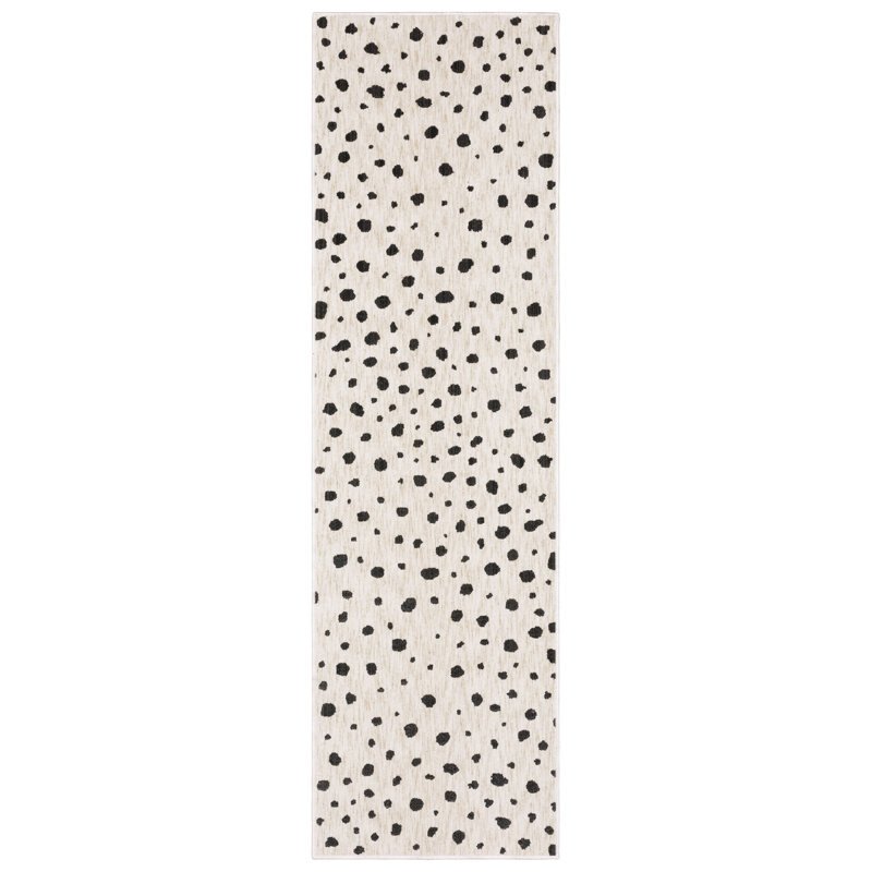 Harlow Abstract Spots Beige/ Black Area Rug, Runner 2'3" x 7'7"