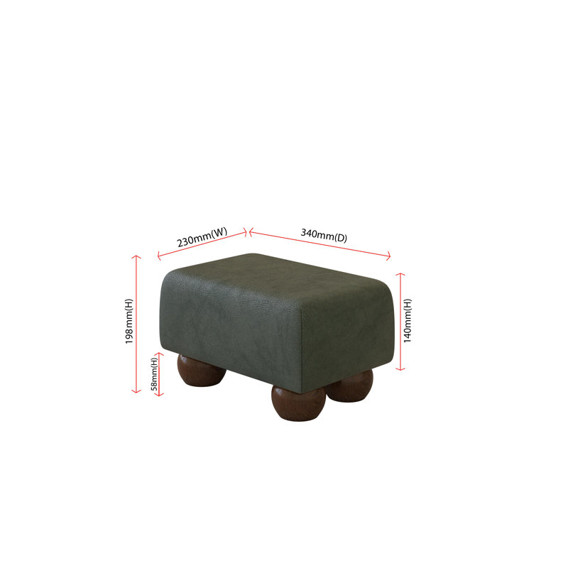 Manufactured Wood Accent Stool, Mahogany, Bottle Green, Italian Leather