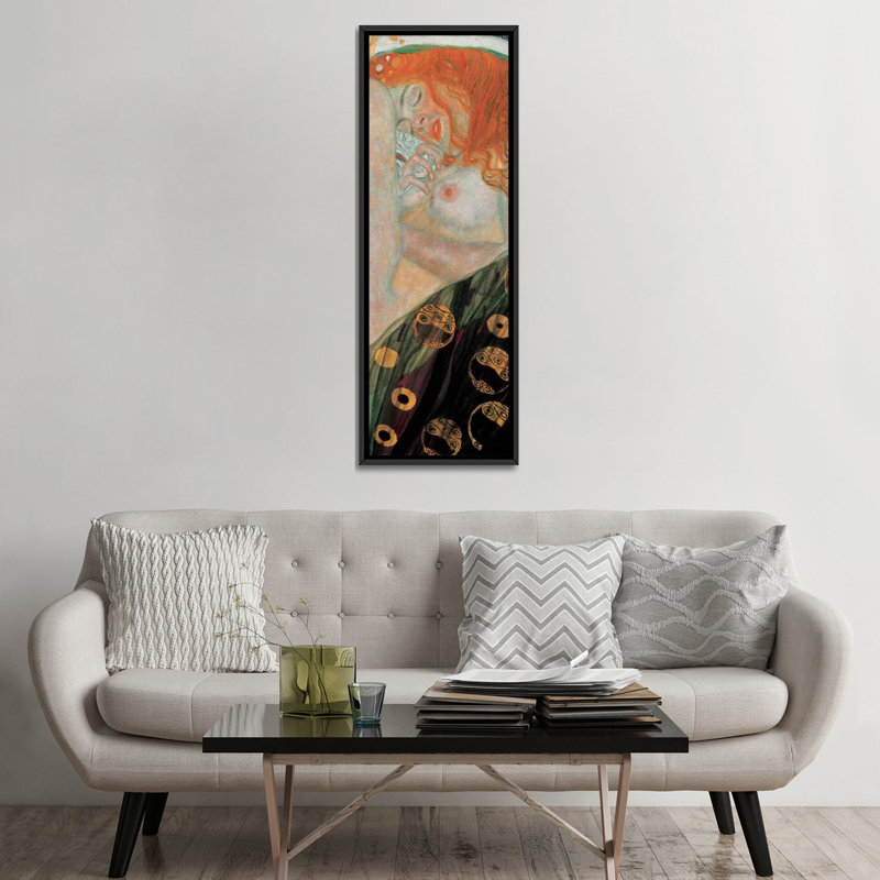 Reproduction de photo sur toile tendue « danae, vertical » par gustav klimt, H 60 po x l 20 po x P 1,5 po, Cadre noir