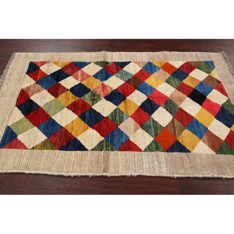 Tapis zone en laine 3 pi 7 po x 5 pi 5 po one-of-kind-noué la new age gabbeh multicolore Haymark