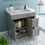36 po X P 22 po P 35,4 po Meuble-lavabo simple H gris avec plateau et lavabo blancs-388834633