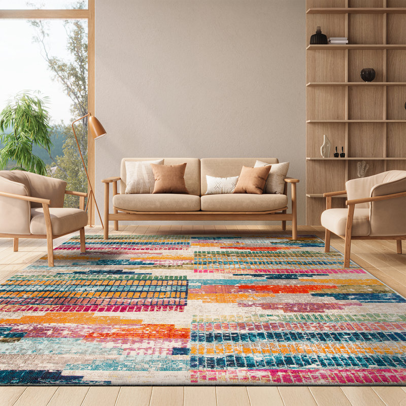 Felty Abstract Area Rug, Rectangle 8' x 10'