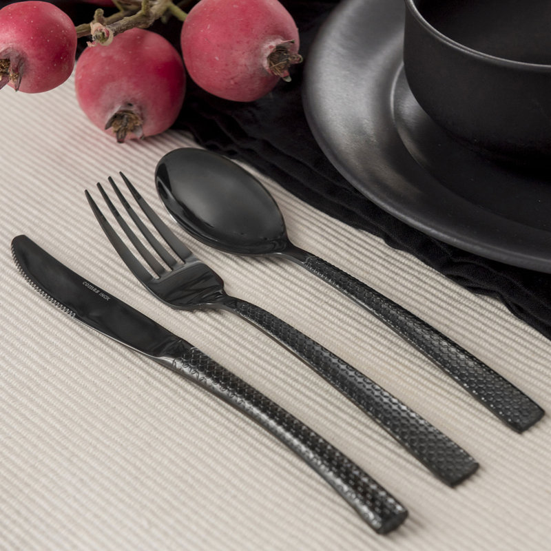 Metro Lane Citialli 24 Piece Stainless Steel Cutlery Set , Service for 6, Black