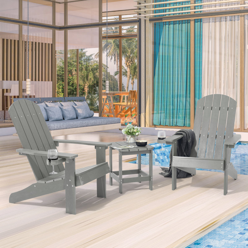 Chaise Adirondack en plastique Bergenfield, Gris clair