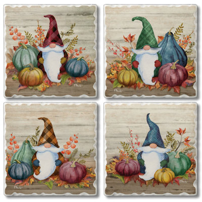 Ensemble de 4 sous-verres en pierre d'automne