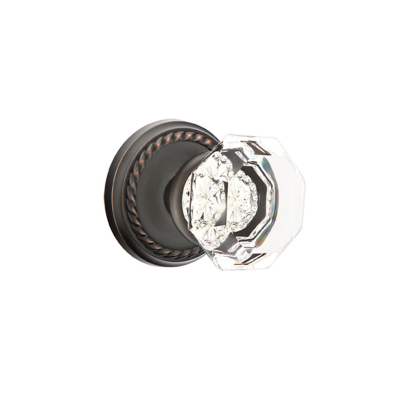 Privacy Old Town Clear Knob with Rope Rose, Oil Rubbed Bronze
