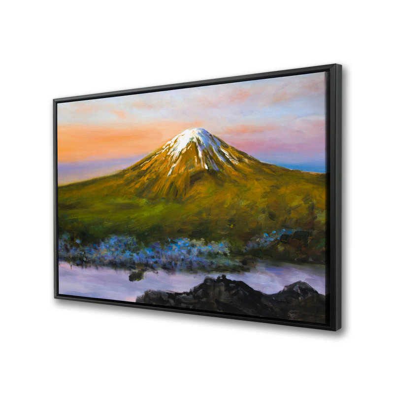 Paysage, mont Fuji, décor de toile bleue encadrée