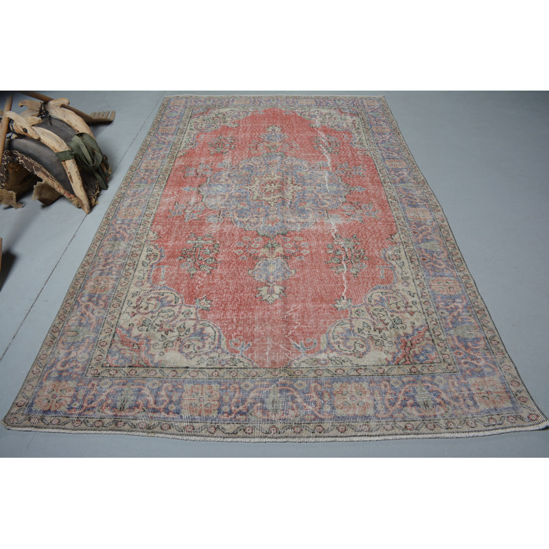 Tapis rétro, tapis de 5,8 x 9,4 pi, tapis turc, tapis de chambre à coucher, tapis Boho bleus, tapis de décoration intérieure