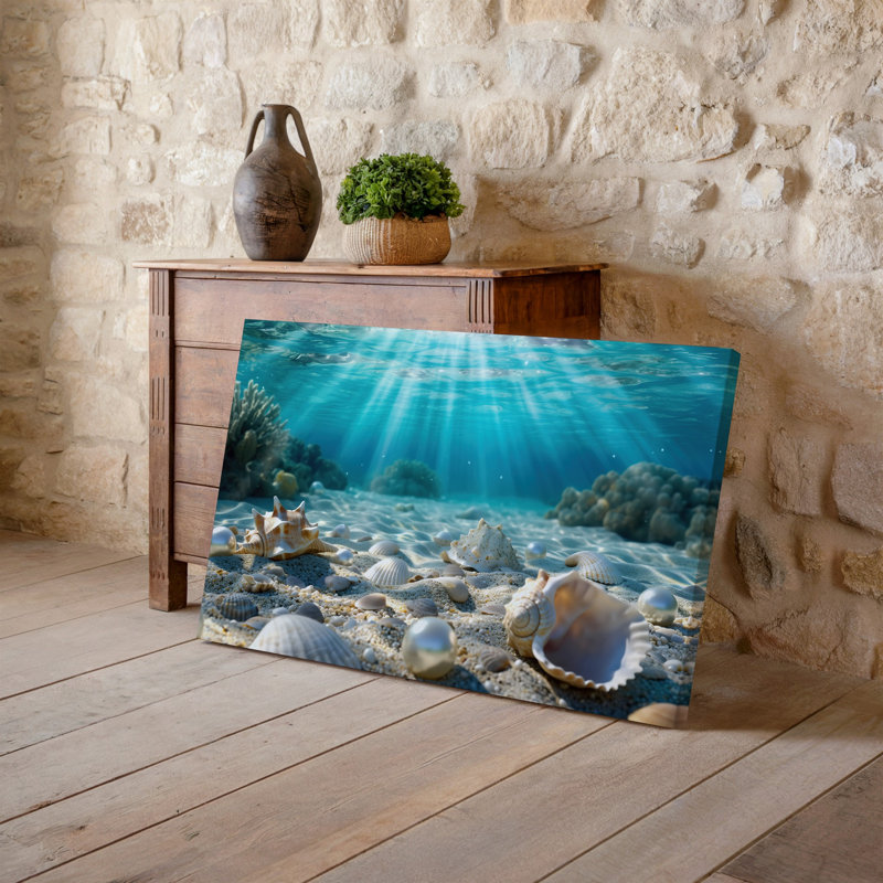 Toile, "Une scène sereine sous-marine", "L'essence d'un art mural", H 11 po x l 14 po
