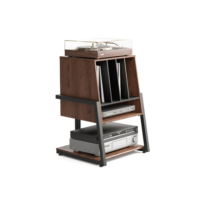 Support pour tourne-disque Design avec rangement pour disque vinyle, plateau tournant jusqu'à 120 pièces, petit centre de divertissement pour salon, série Eiffel