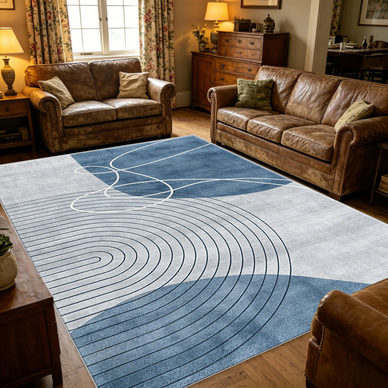 Blue Boho Line carpet-easy to clean, machine-washable, soft and comfortable; suitable for door mats, kitchens, living rooms, bedrooms, corridors, and laundry areas. Easy to clean, durable carpet for home decoration.