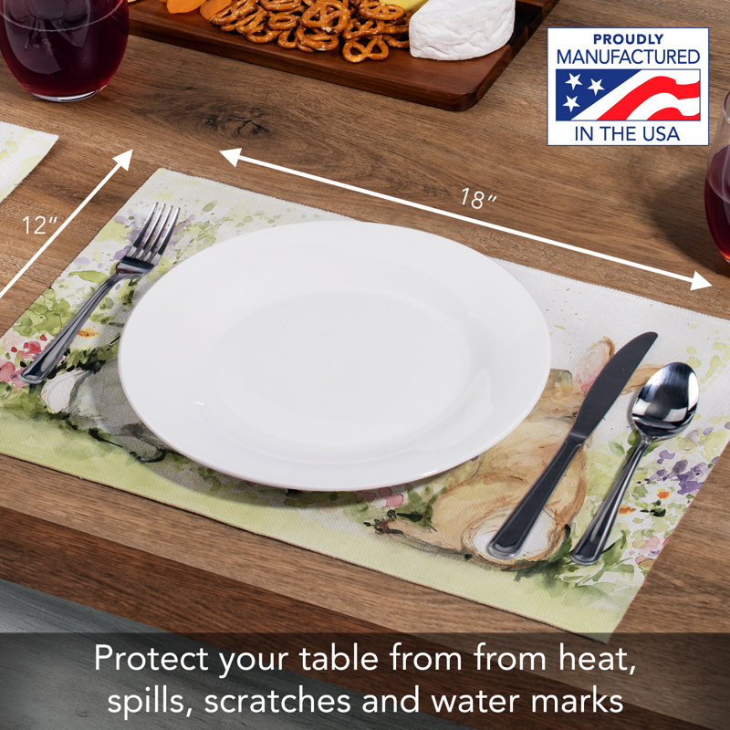 August Grove® Bunny Garden 4-Pack Cotton Blend Rectangular Placemats