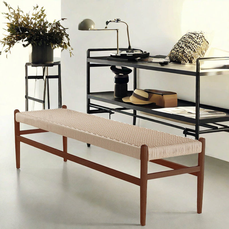 Briea Solid Wood Bench, Brown, 17.32"  H x 62.99" W x 17.72" D
