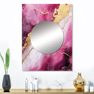 Pink And Gold Marble Essence II - Marble Wall Decor Mirror Wall Decor MTMIR137795
