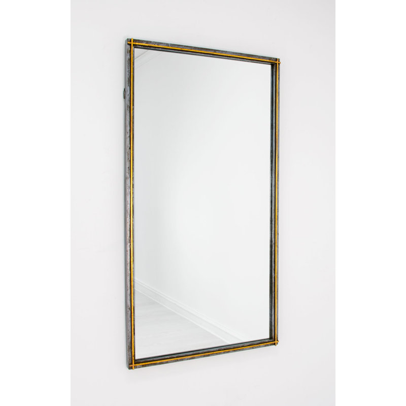 Lele Framed Mirror, Antiqued Gray/Gold Leaf