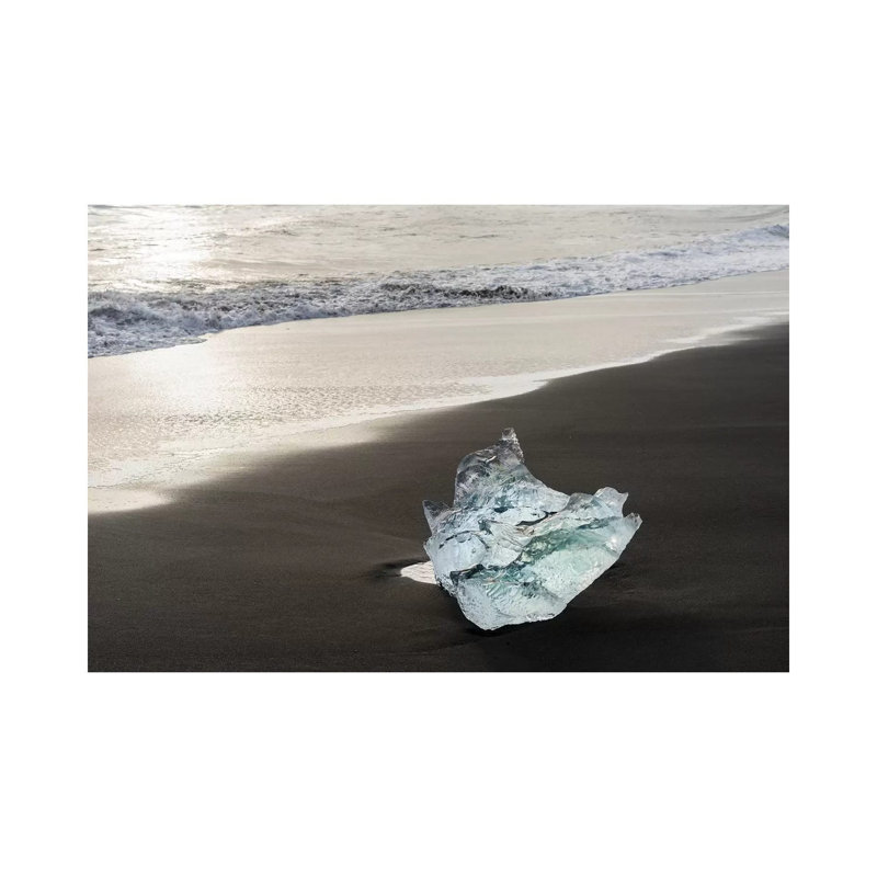 Icebergs On A Black Volcanic Beach V, Vatnajokull National Park, Iceland by Martin Zwick - Wrapped Canvas Print