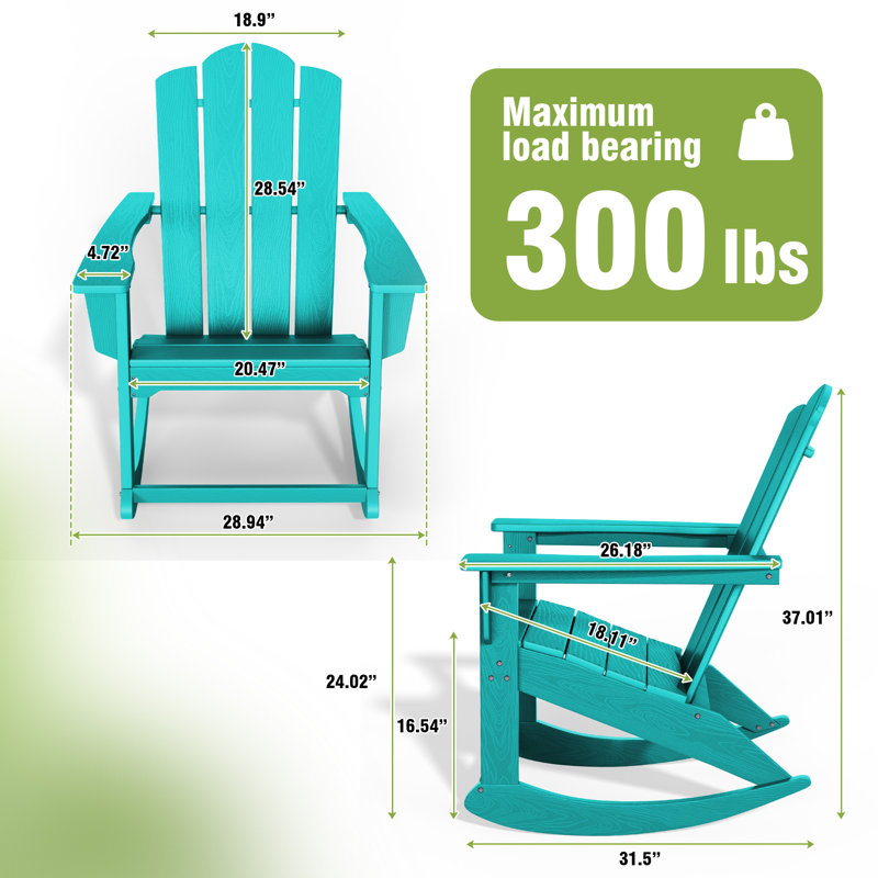 Chaises berçantes en PEHD Adirondack, Sarcelle