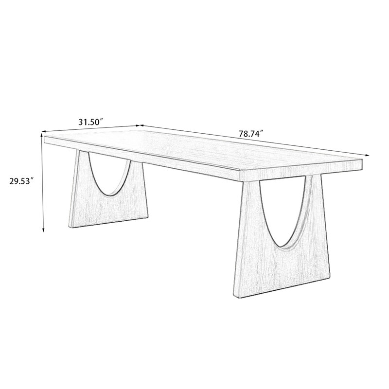 Table de salle à manger Burlywood, H 29,53 po x L 78,74 po x l 31,5 po