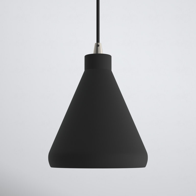 Schultz Metal 1-Light Single Dome Pendant with Adjustable Hanging Height , 14" H x 7" W x 7" D, Black