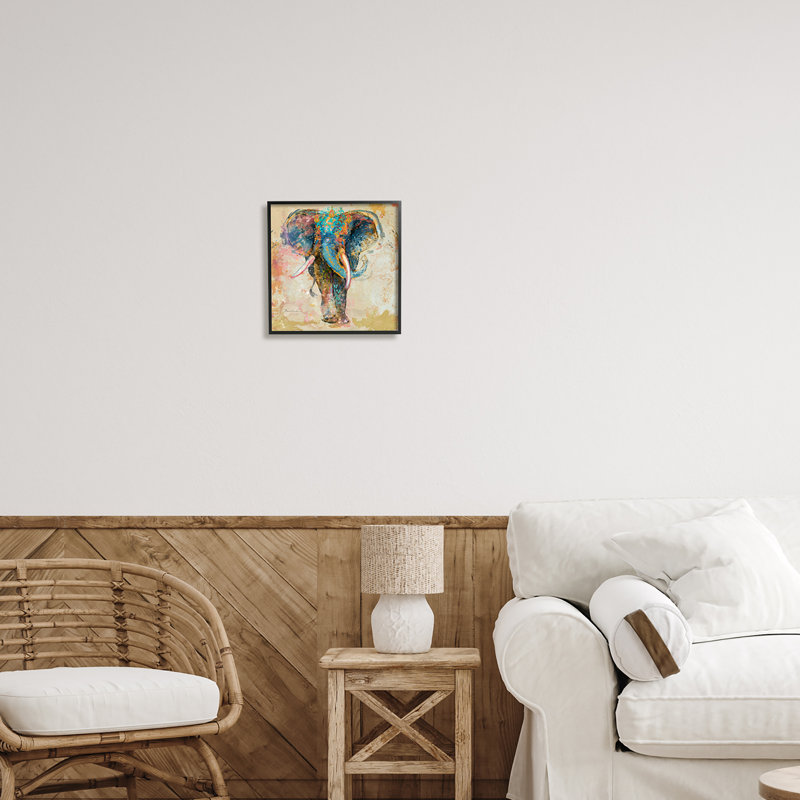 «Vivid Elephant Collage», impression, Giclée encadrée noir minuit, H 12 po x l 12 po x P 1,5 po