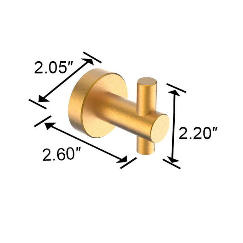 Topcraft Aluminum Wall-Mounted Bathroom Multi-Function Hook, Brushed Gold
