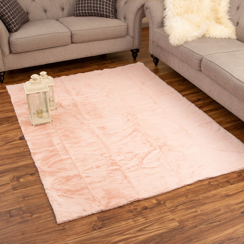 Tapis rose clair à poils longs Avetta, Rectangle 3 pi 11 po x 6 pi