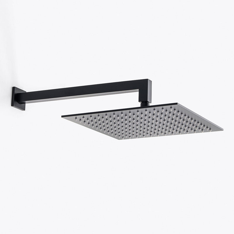 Devon Complete Square Shower Head - Wall Mount - 12" Brass/Brushed Nickel, Matt Black