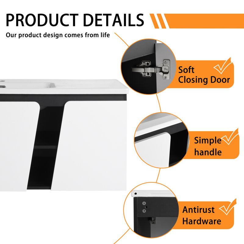 40'' Single Bathroom Vanity With Ceramic Top