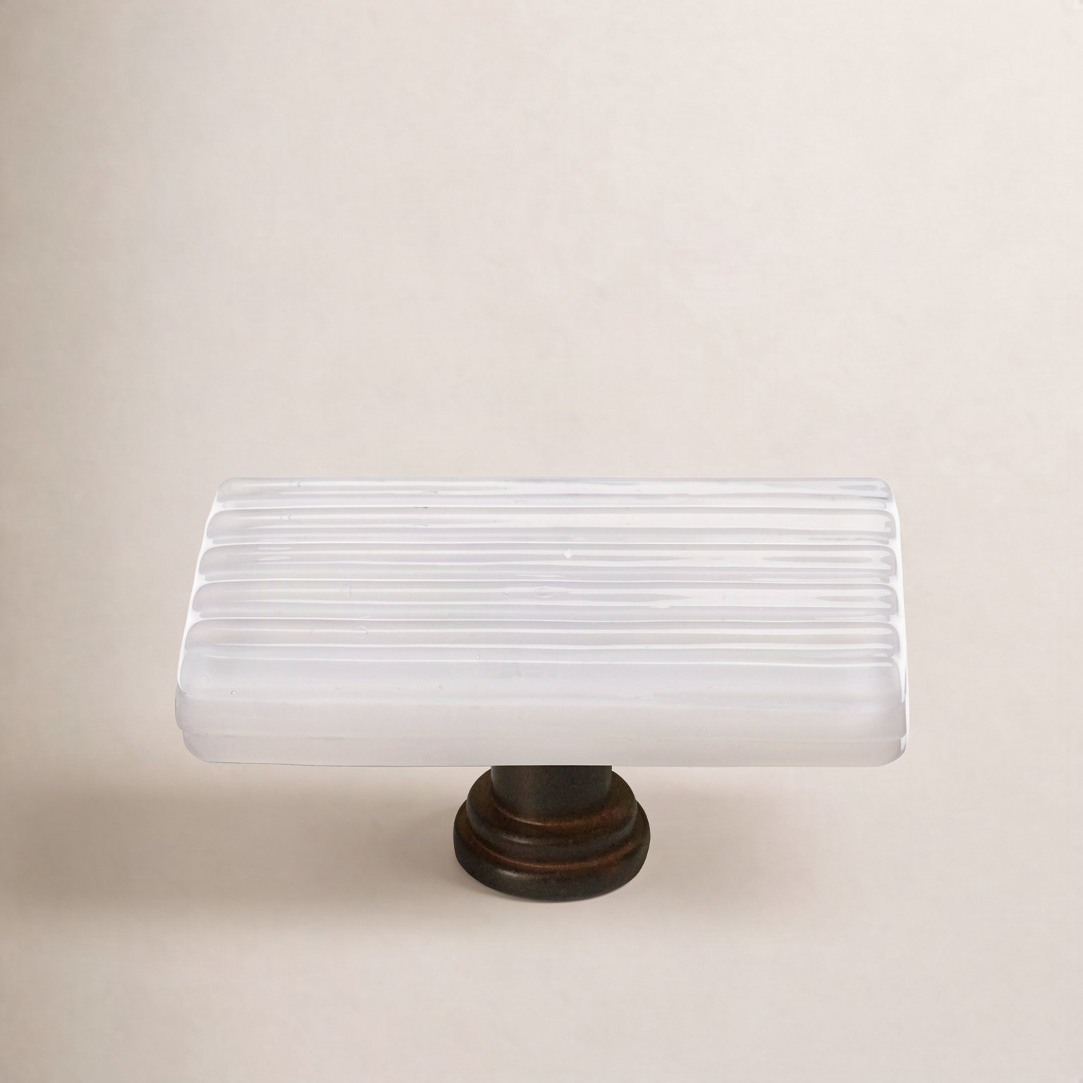 Rectangular Cabinet Knob, Oil Rubbed Bronze, White Reed