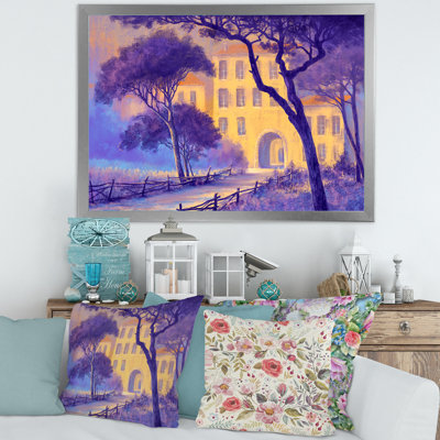 Paysage de rue sur un sentier et des arbres dans une ville - reproduction de photo sur toile