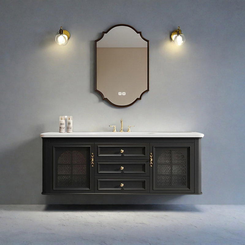 Armoire de salle de bain style français, H 21,65 po x l 55,11 po x P 21,65 po