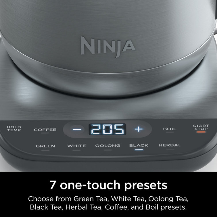  Ninja KT200BL Precision Temperature Electric Kettle, 1500  watts, BPA Free, Stainless, 7-Cup Capacity, Hold Temp Setting, Blue  Stainless: Home & Kitchen