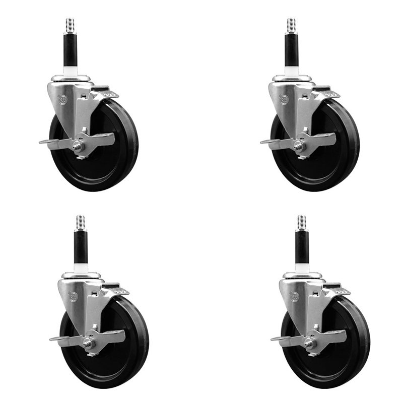 Ensemble de roulettes à tige pivotante extensible 5 po avec freins phénoliques 5 po SCC