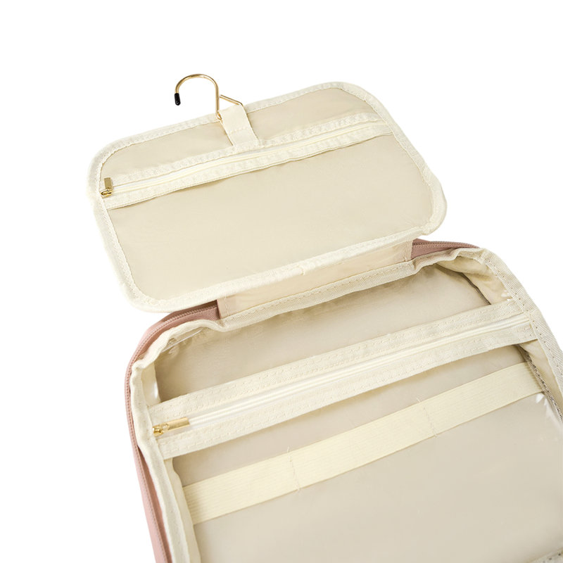 PU Leather；Polyester；PVC；Nylon Zipper Makeup Organiser, Pink