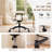 Faux Leather Button Tufted Task Chair, Office Swivel Chair with Padded Armrests-1861830094