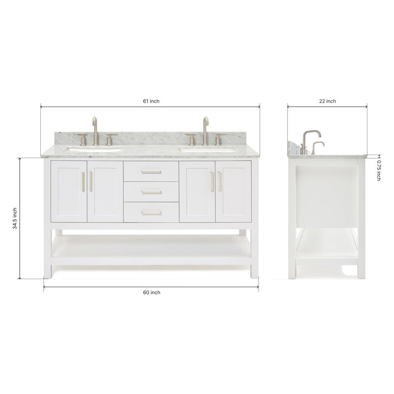 Magnolia Bath Vanity Rectangular Basin S073DCW2R, White, Rectangle ,  73"