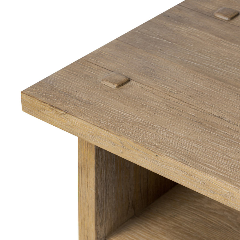 Zeno End Table, Distressed Blonde Oak