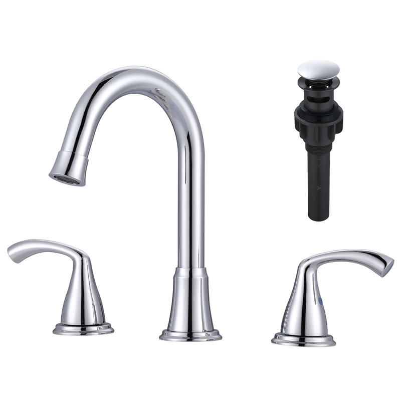 Robinet pour salle de bain à 3 poignées à deux trous à 3 trous en nickel brossé, Chrome poli