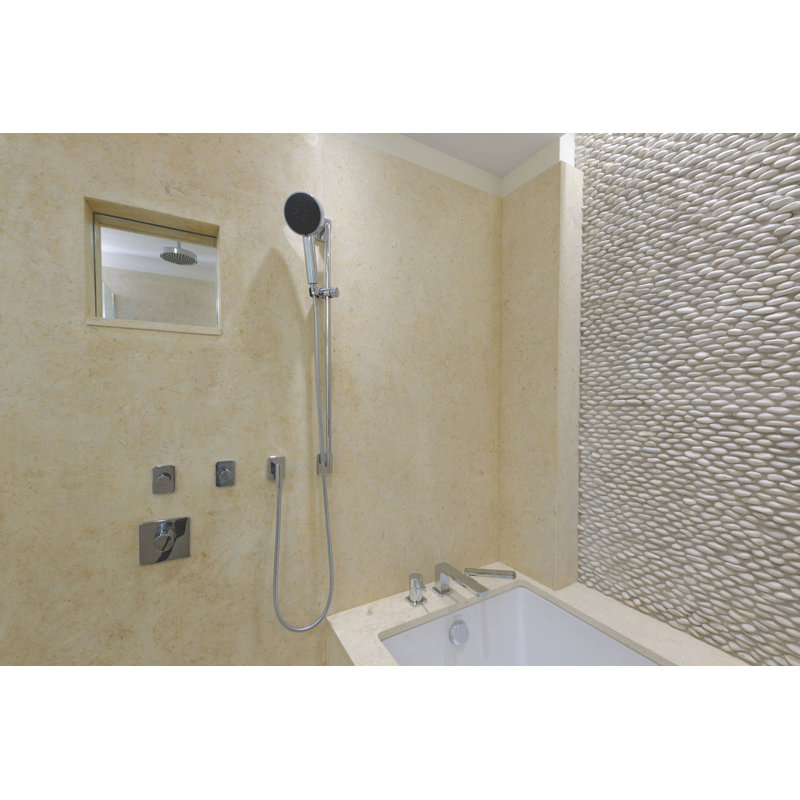 Mosaïque murale de galets empilés 5 7/8 x 11 3/4 Natural Stone, Blanc cassé