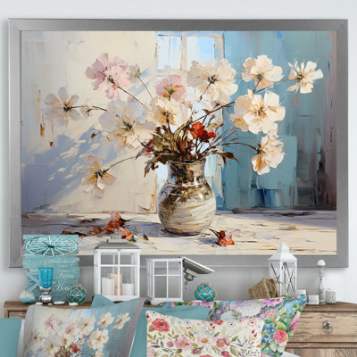 Reproduction d'art sur toile, géraniums roses, nature morte III